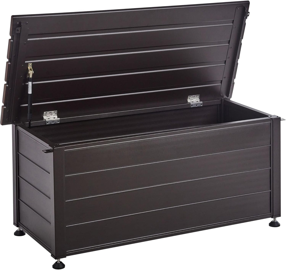 Beliani Coffre d'Extérieur de Rangement en Aluminium 113 x 50 cm Meuble de Jardin Brun Foncé Campalto