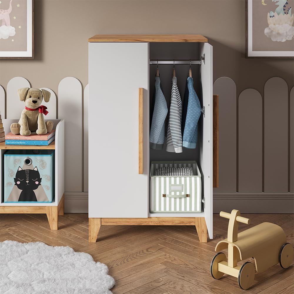 VitaliSpa Armoire pour Enfants Malia, Blanc/Artisan, 70x120cm