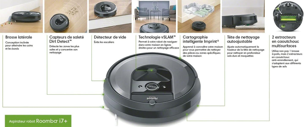 iRobot Roomba i7 (i7156) - Aspirateur Robot connecté - 2 extracteurs en Caoutchouc multisurfaces - Idéal pour Les Animaux - Cartographie, mémorise et s'adapte à Votre Domicile