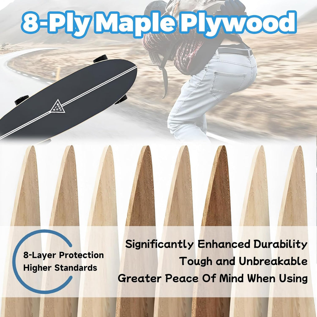 PxkVrin Skateboard électrique Tout Terrain avec télécommande, en érable 8 Plis, idéal pour Les Campus et la Ville. C