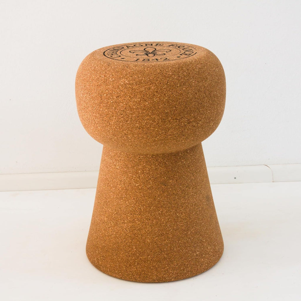 Tabouret en liège en forme de liège de champagne - Tabouret élégant et confortable pour salon et bar - Idéal comme meuble décoratif, cadeau ou comme accent unique pour votre intérieur