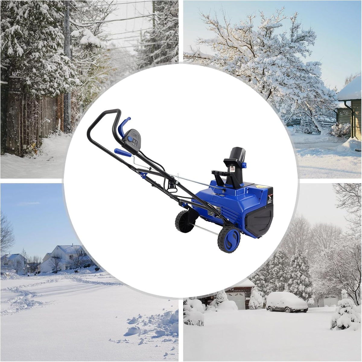 Fraise à neige électrique en acier au manganèse 2400 W avec rouleau à brosse en acier, balayeuse à neige avec toboggan réglable à 180°, appareil de déneigement électrique avec double lumières LED pour