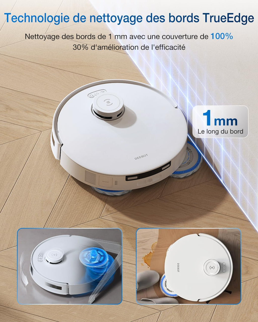ECOVACS DEEBOT T30C Pro Omni Robot Aspirateur Laveur avec Station Omni, 12800Pa Aspiration, Brosse ZeroTangle 2.0, Nettoyage TruEdge, Auto-Vidange, Séchage 45°C, 200min Autonomie, Assistant YIKO