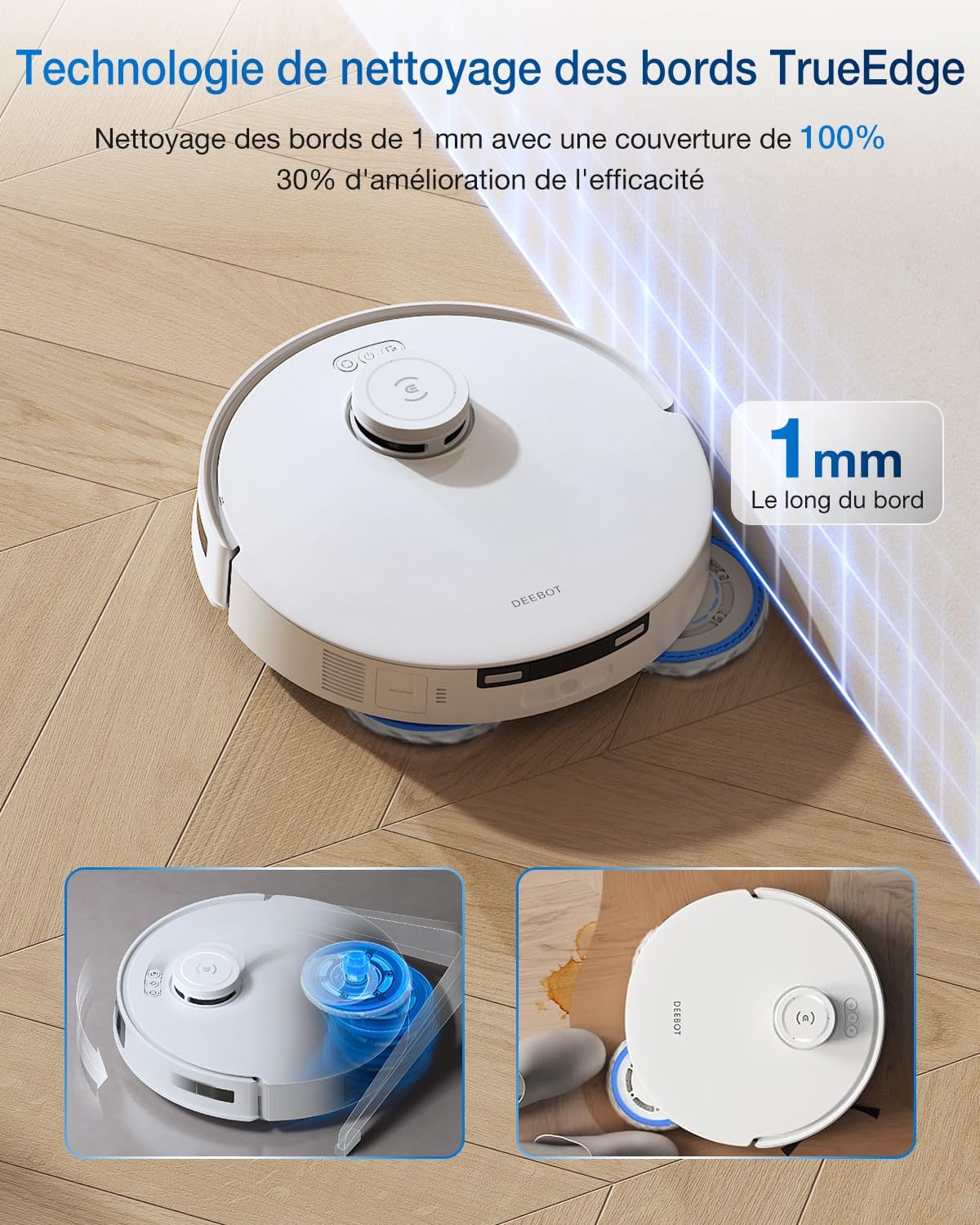 ECOVACS DEEBOT T30C Pro Omni Robot Aspirateur Laveur avec Station Omni, 12800Pa Aspiration, Brosse ZeroTangle 2.0, Nettoyage TruEdge, Auto-Vidange, Séchage 45°C, 200min Autonomie, Assistant YIKO