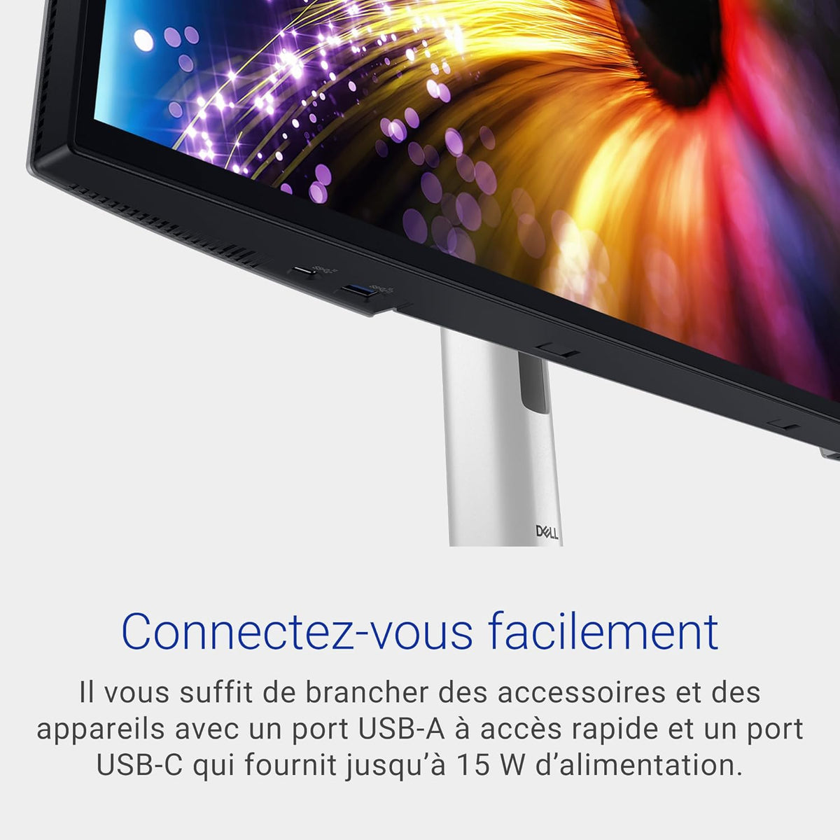U2724D UltraSharp 27" QHD (2560x1440) Écran PC, 120Hz, IPS Black, 5ms, 98 pour cent DCI-P3, 2X USB-C, 2X DisplayPort, HDMI, 3X USB, Garantie 3 Ans, Argent