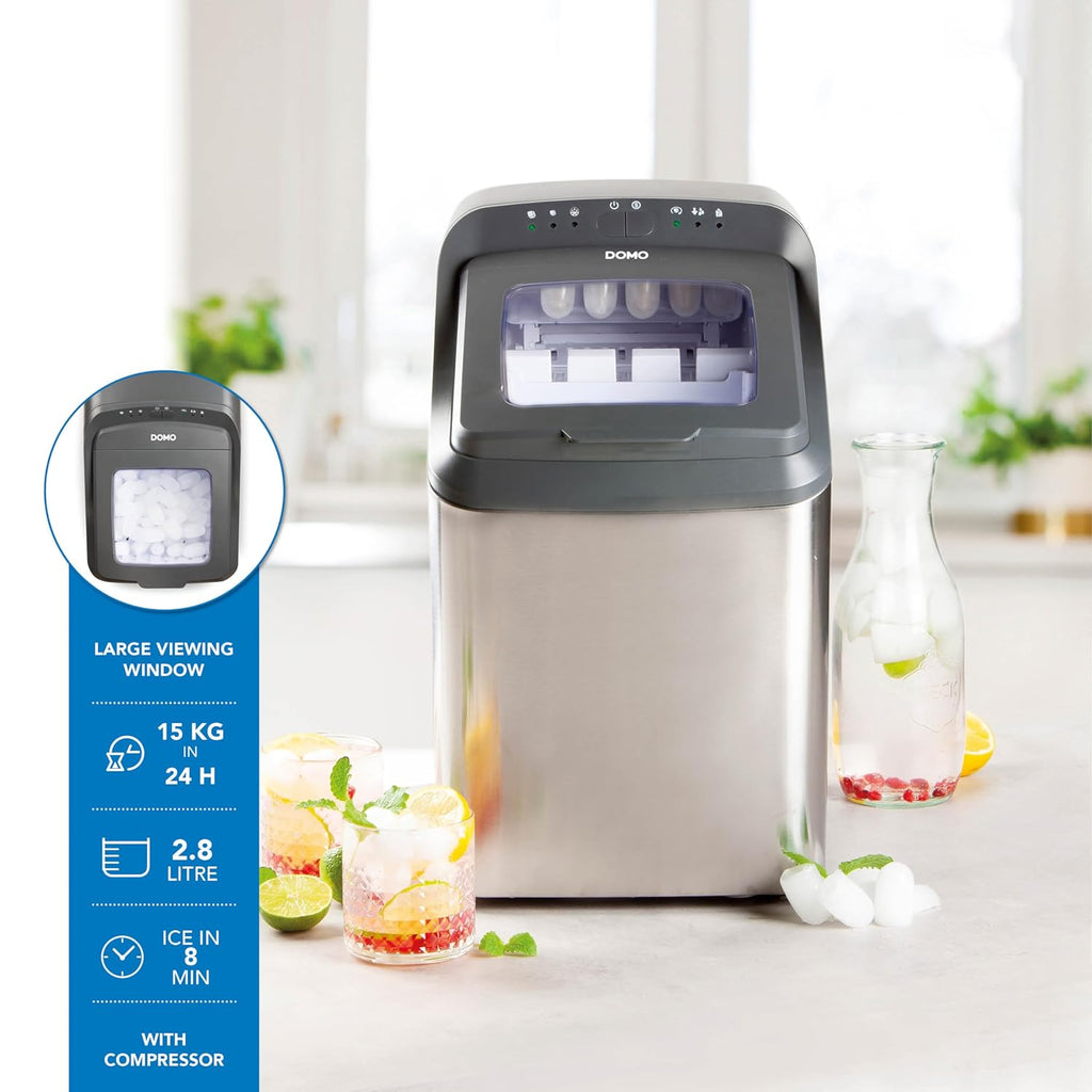 DOMO DO9247IB Machine à glaçons PRO 'Ice Maestro' - 15kg/24h - 2,8 L - inox