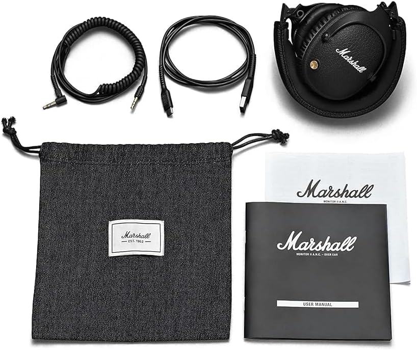 Marshall Monitor II Casque Bluetooth sans Fil avec réduction de Bruit Hybride Active, Casque Over-Ear, 30 Heures – Noir