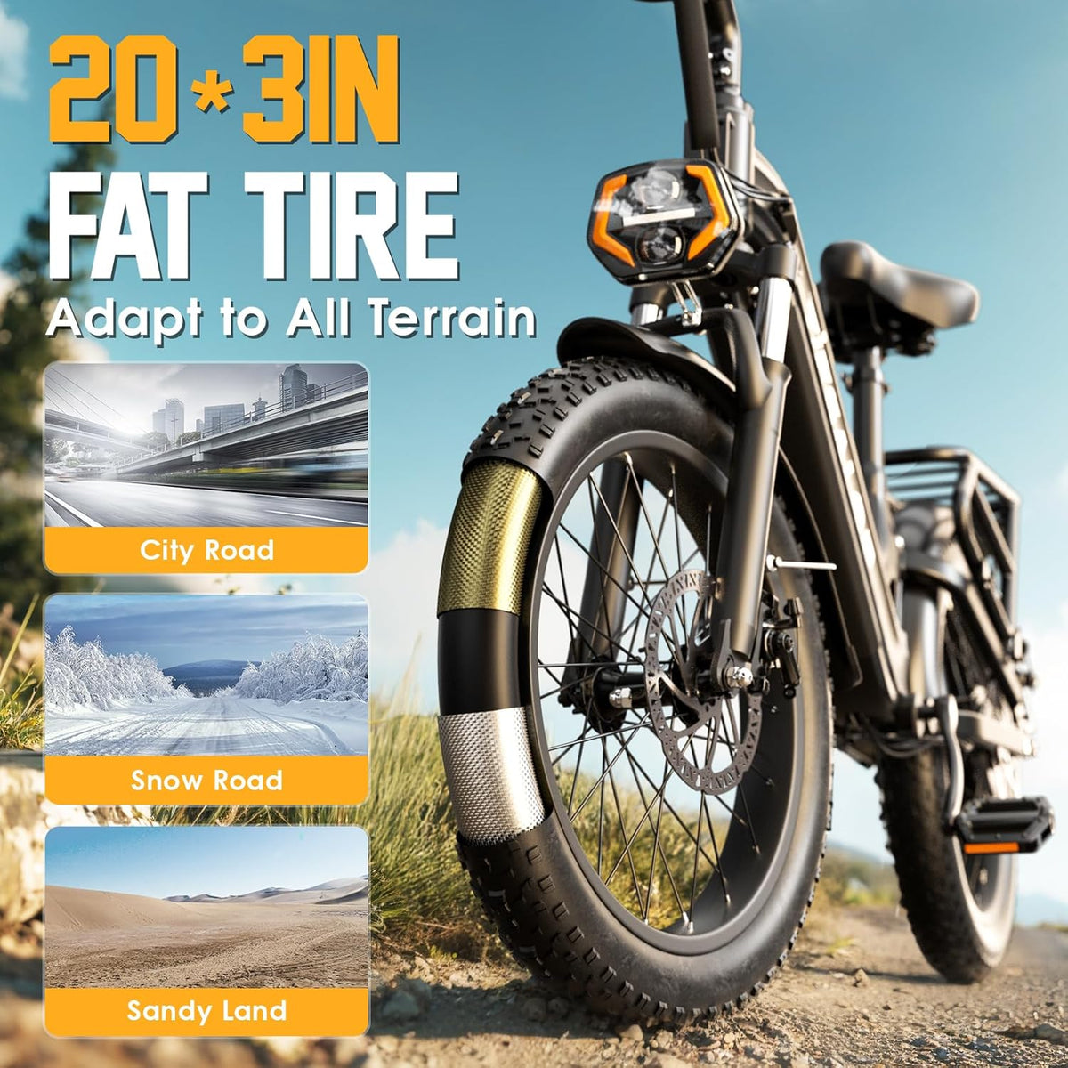 Lohang Vélo électrique Adulte, 20 Pouces, Batterie au Lithium Amovible 48 V 20 Ah, autonomie 50-150 km, Suspension intégrale, 7 Vitesses.