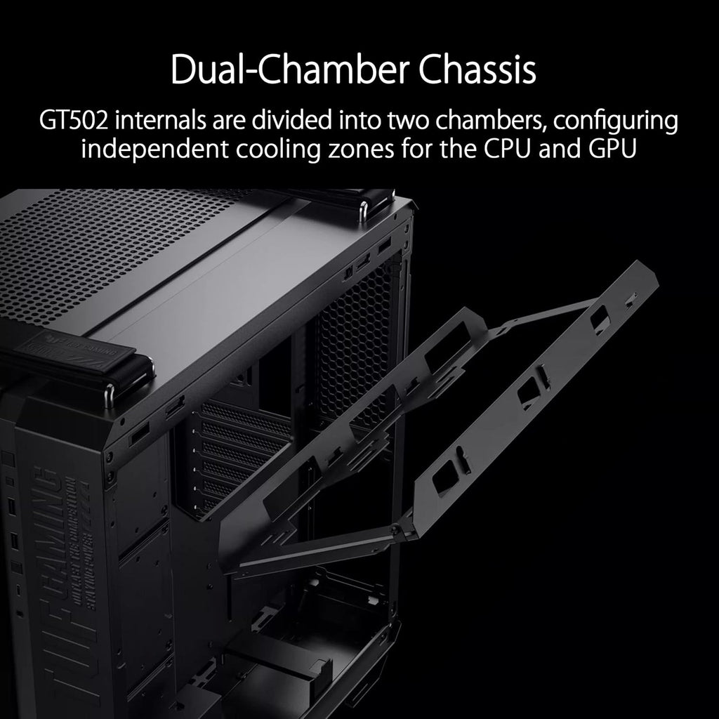 TUF Gaming GT502 Plus Blanc – Boîtier Tour avec Panneau latéral et façade en Verre trempé et 4 Ventilateurs 120 mm