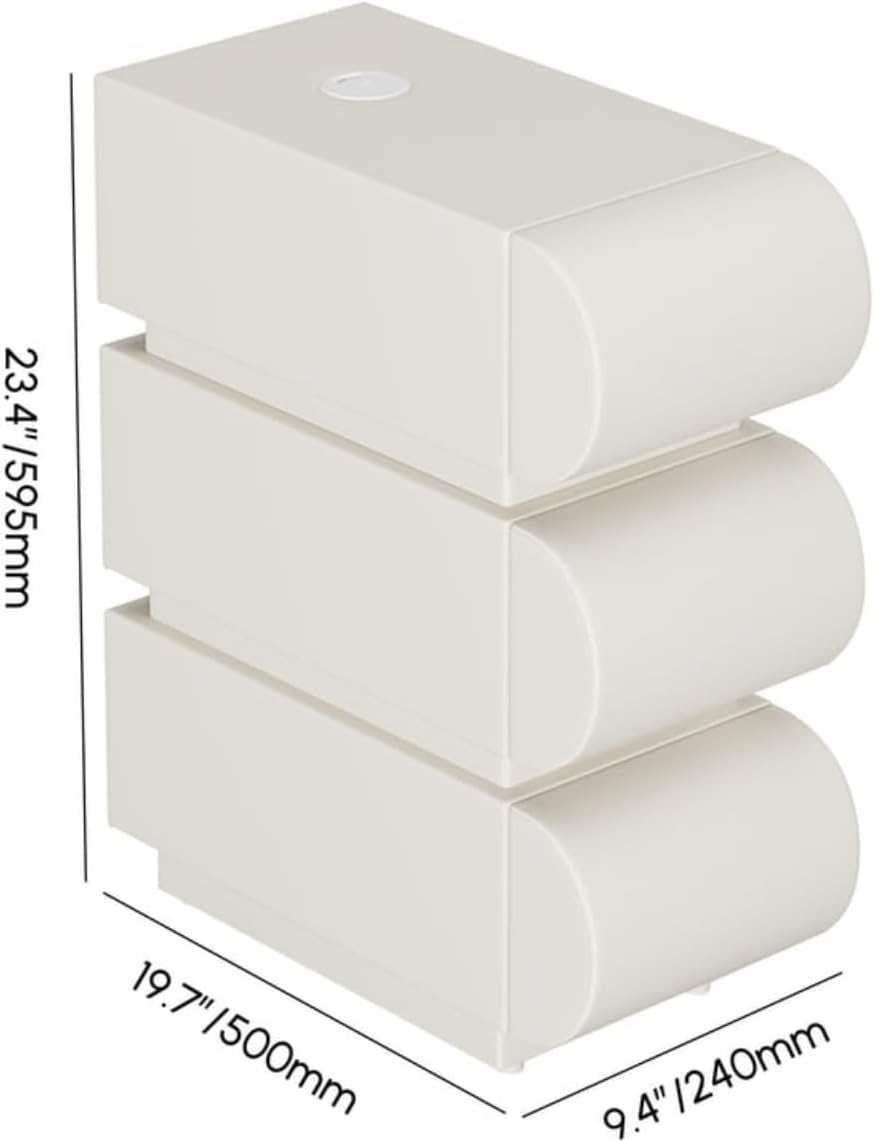 Homary Table de Chevet LED Intelligente Étroite 3 Tiroirs, Chargeur sans Fil USB/Type-C, Petit Meuble de Rangement pour Chambre Adulte (1, Étroit)