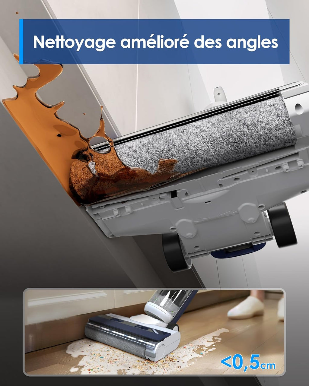 Tineco iFLOOR 5 Breeze Complete Aspirateur Laveur, Aspirateur Sec Humide sans Fil pour Sols durs, Nettoyage des Bords, Auto-Nettoyage Automatique, 35 Min d'autonomie, Conception légère