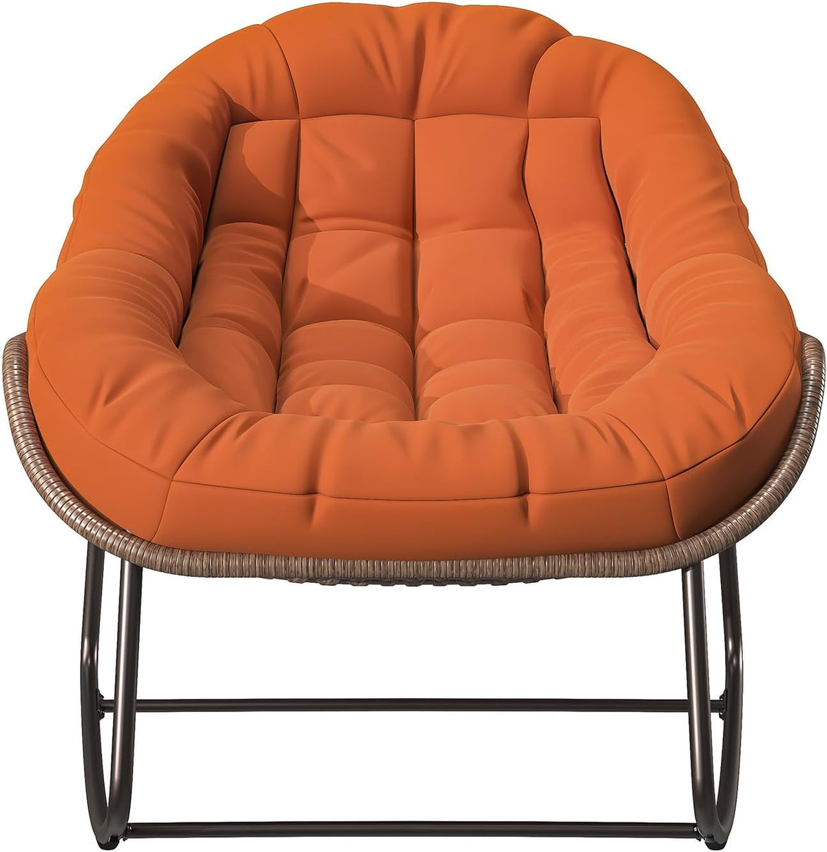 BEIJIALY Chaise à Bascule en rotin imperméable d'extérieur, Chaise de Loisirs à Coussin épais d'intérieur, Fauteuil à Bascule, Longue pour Jardin, Chambre, Salon, Porche, Balcon Orange