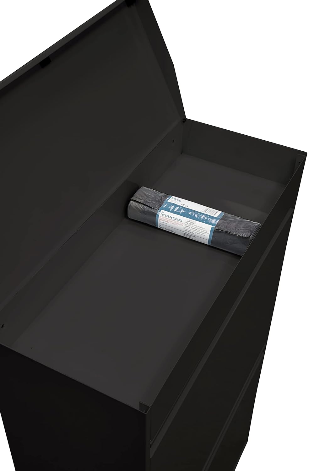ARREGUI Top CR626-B Poubelle de recyclage en acier, poubelle de tri sélectif, 4 seaux, avec plateau supérieur multifonction, 4 x 17 L (68 L), noir