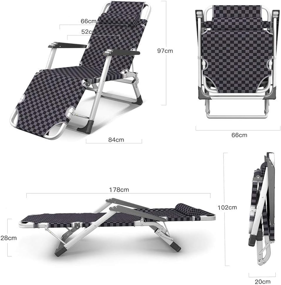 DANNMPX Chaise Longue Inclinable Jardin Camping Chaise Longue Pliant Pause Déjeuner Oreiller Réglable pour Bureau Plage en Plein Air Pliante Relaxation