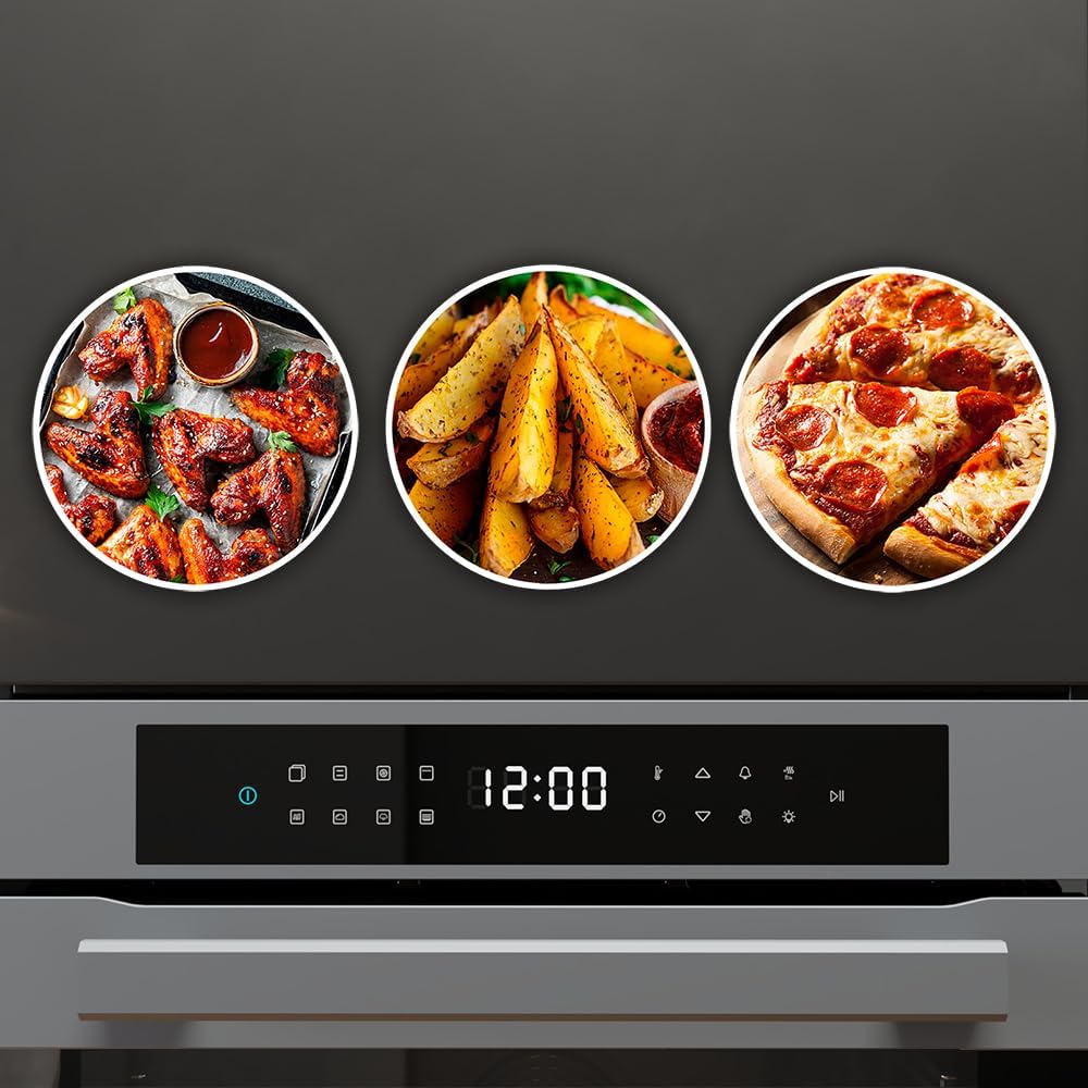 Cecotec Four encastrable Pyrolytique 60cm Bolero Hexa P506000 Matt A+. 3400W, Capacité de 81L, 11 Fonctions avec Airfryer Master, Pizza Master, 3D Cooking, Steam Base X2, Pyrolyse