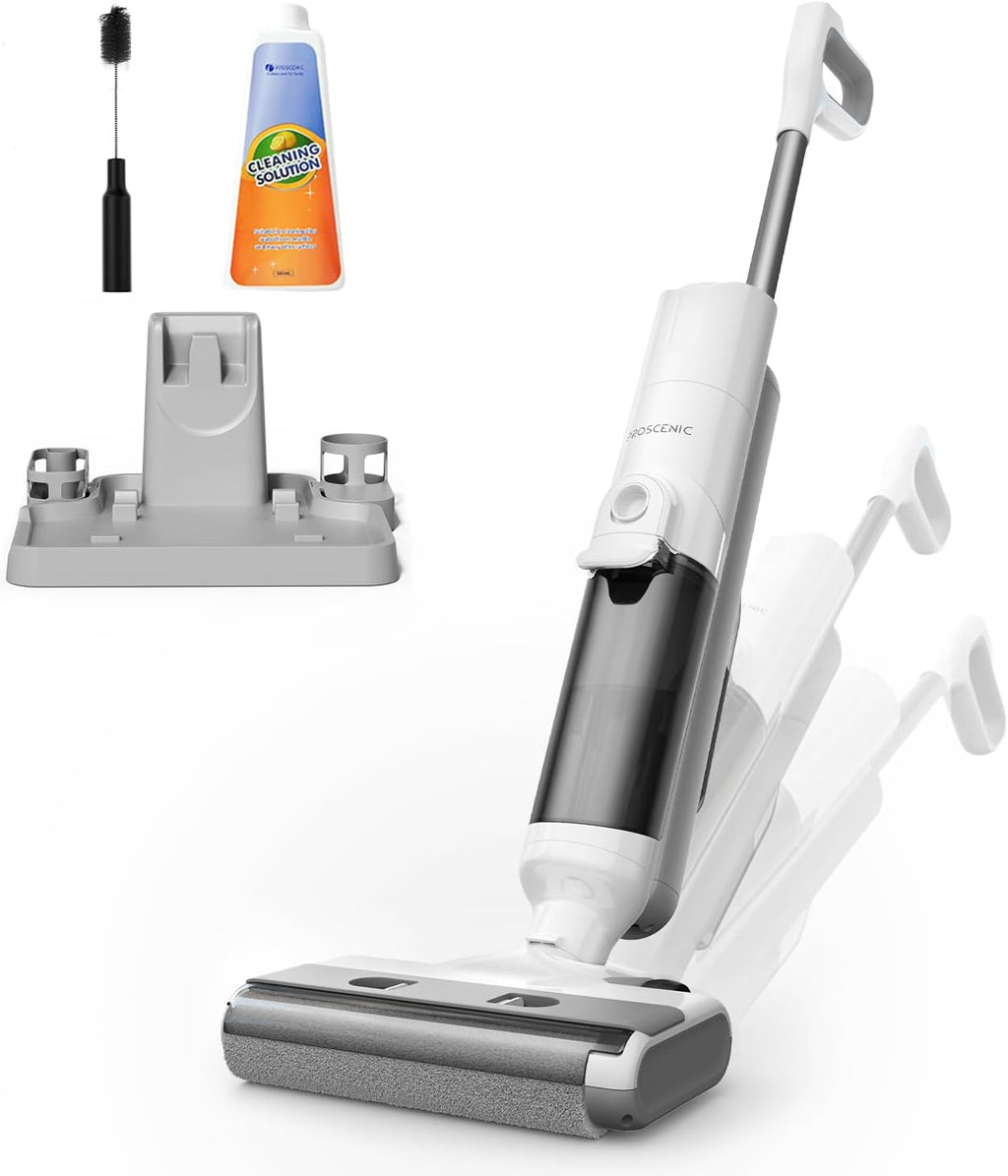 Proscenic F10 Ultra Aspirateur Laveur sans Fil, Nettoyeur de Sol, 60 Mins Aspirateur Balai sans Fil Humide et Sec, Léger Aspirateur Eau et Poussière,1.3L,Autonettoyant,Nettoyage dans Les Angles,Bords