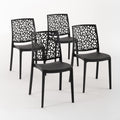 SIEDITI FUORI E DENTRO Chaises en résine avec Fibre de Verre empilables pour intérieur/Cuisine/Salle à Manger et extérieur/Jardin Anna (4 Chaises, Noir)