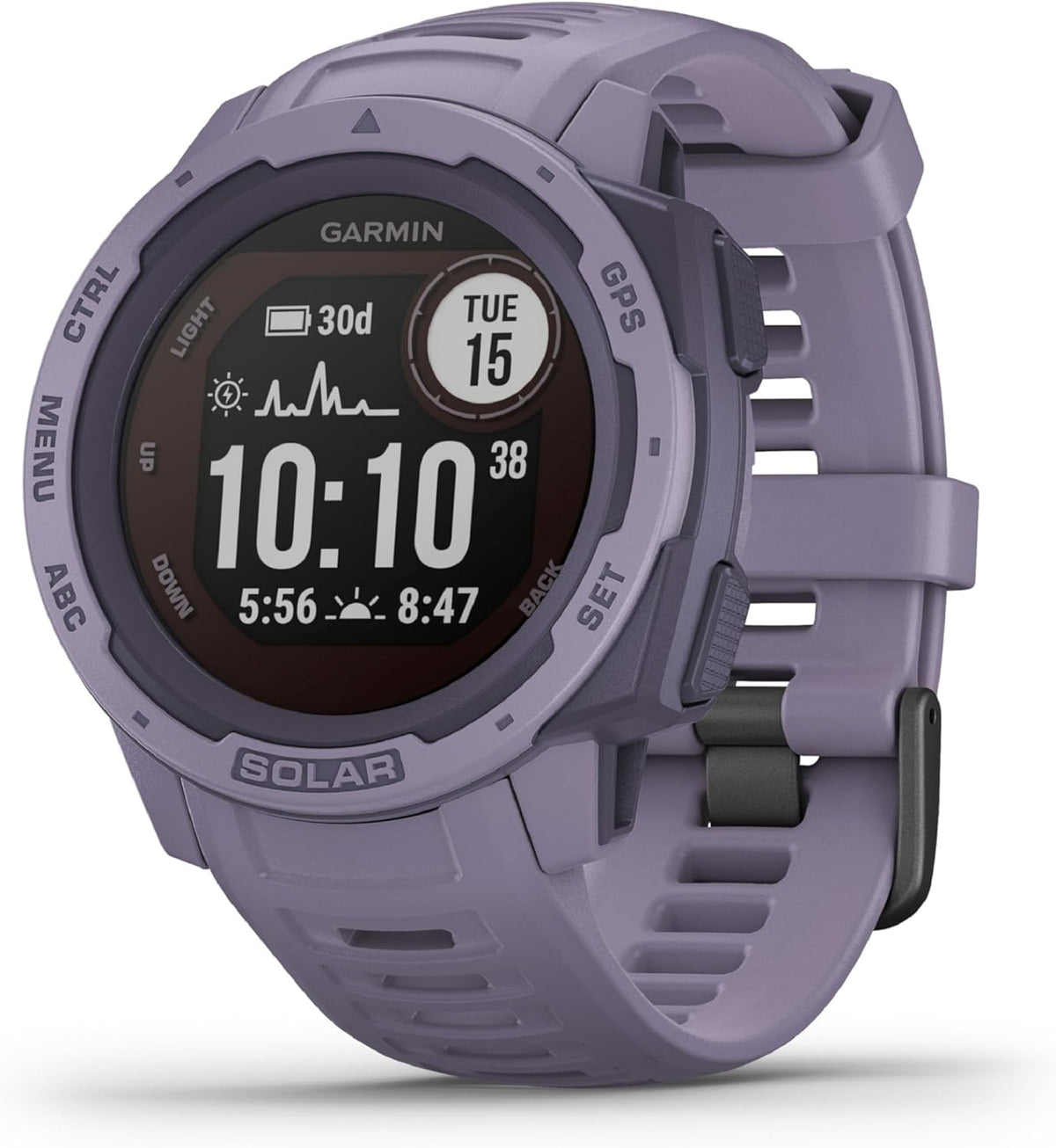 Instinct Solar - Montre GPS de plein air robuste avec chargement à l'énergie solaire - Violet (Reconditionné)