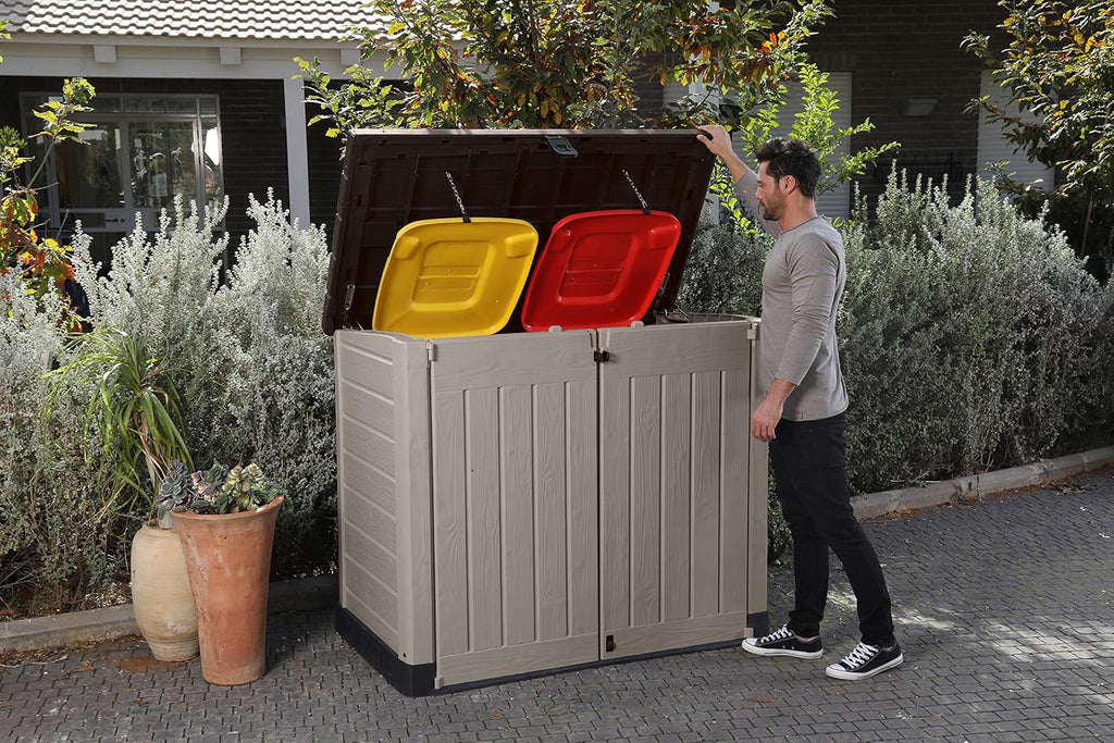 KETER Abri Horizontal Range Poubelle SIO Pro - 1200 litres - Beige