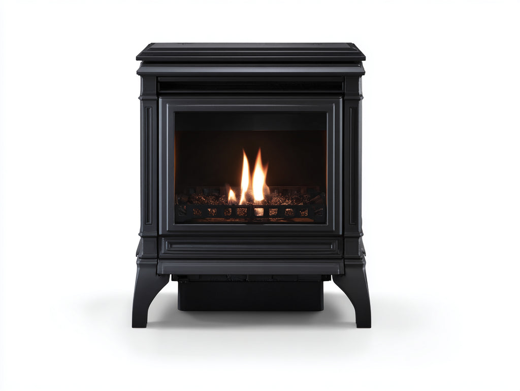 Cheminée à gaz - métal 70x40x82 cm - noir - style classique