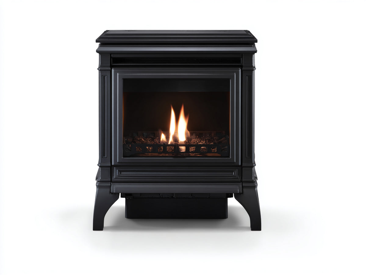 Cheminée à gaz - métal 70x40x82 cm - noir - style classique