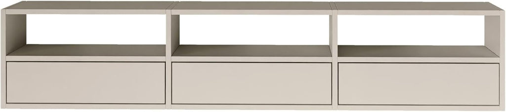 Selsey Meuble TV Suspendu 150 cm Gris Cachemire 3 Abattants & Niches Ouvertes Design Moderne & Fonctionnel pour Intérieur Contemporain