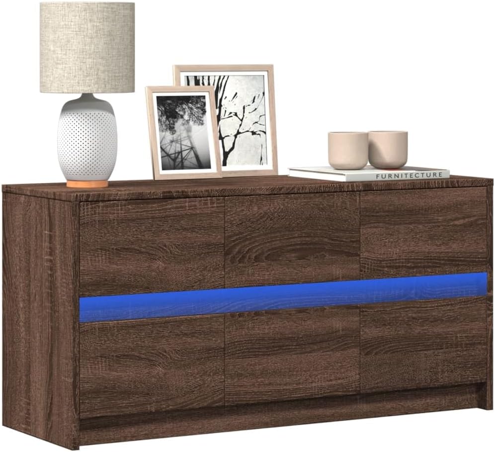 Festnight Meuble TV LED Meuble TV 100 cm Banc TV Table TVTable Television Salon Meubles pour Audio/vidéo Meuble de Salon-Chêne marron-100 cm