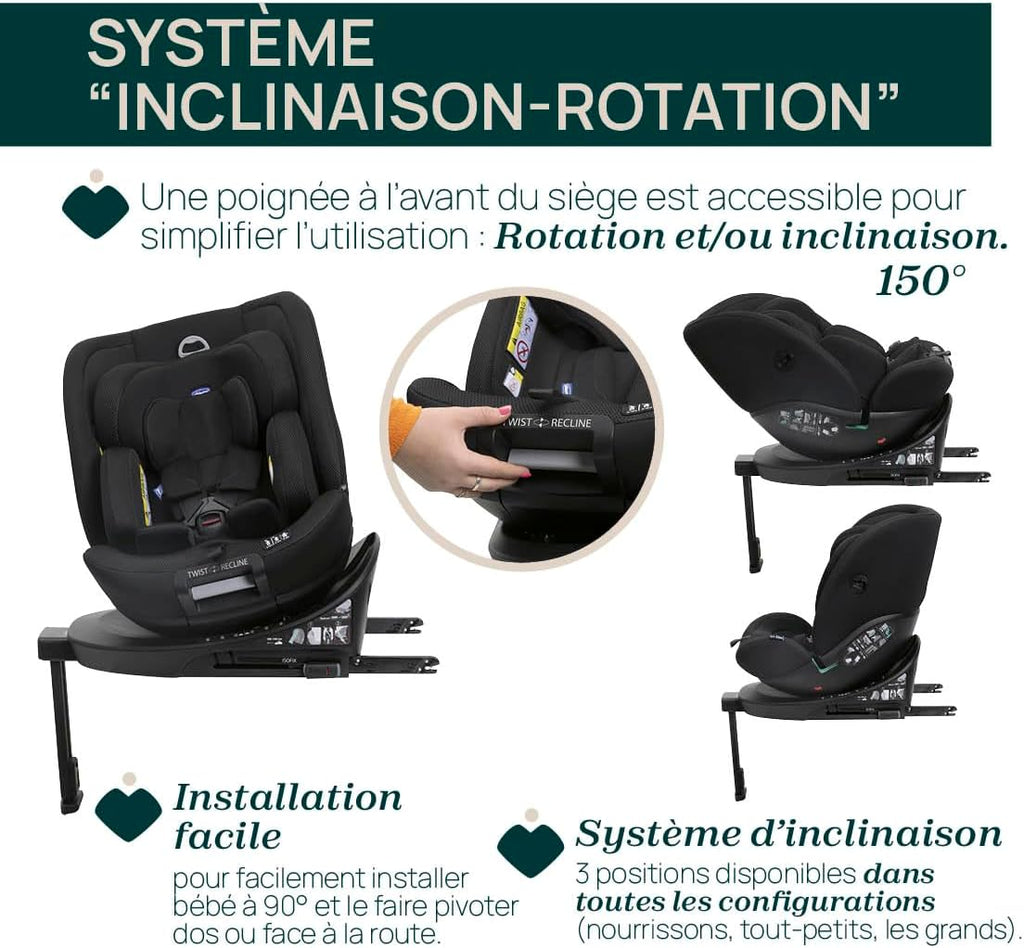 Chicco Everone I-Size, siège auto avec base Isofix, de 0 à 36 kg, de 40 à 15 cm, homologué ECE R129/03, pivotant à 360° et inclinable, universel, groupe 0+/1/2/3 de 0 à 12 ans