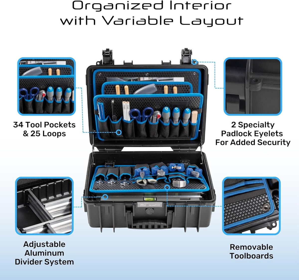 BetW 117.17/P JET5000 Valise d'outillage 14 pièces, Noir/Bleu, 43,2 x 30,1 x 17 cm