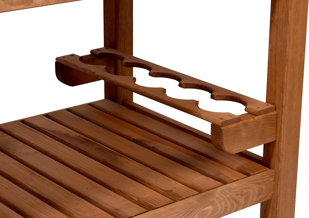 dobar 35540FSCe Desserte à roulettes d'extérieur avec Plateau en Acier Inoxydable 94 x 58 x 90 cm Pin Marron