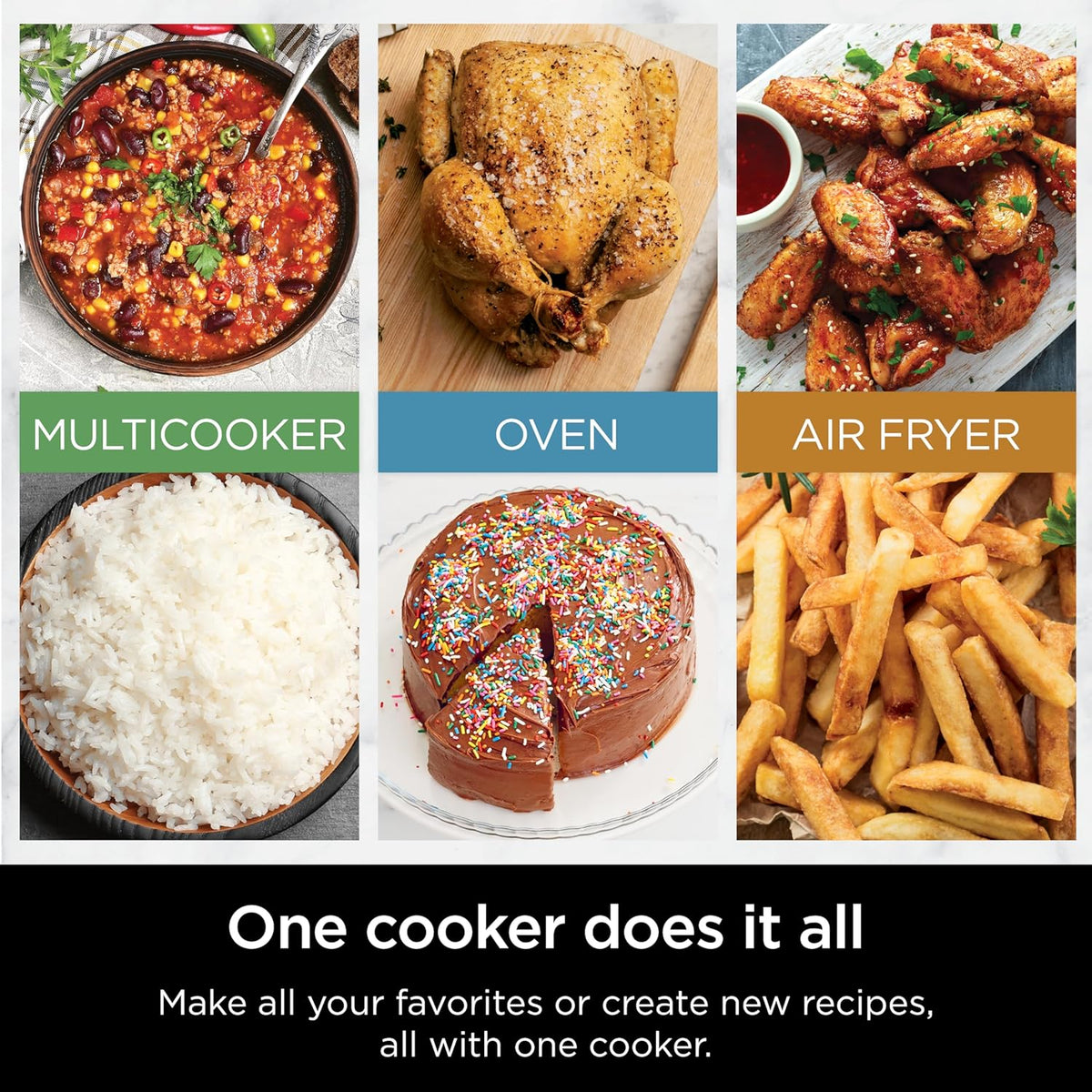 Ninja Multicuiseur tout-en-un combiné, four et friteuse à air, repas complets en 15 minutes, fonctions 14 en 1, cuisinière combinée + friture à air, cuire, rôti, cuisson lente et plus encore, 3