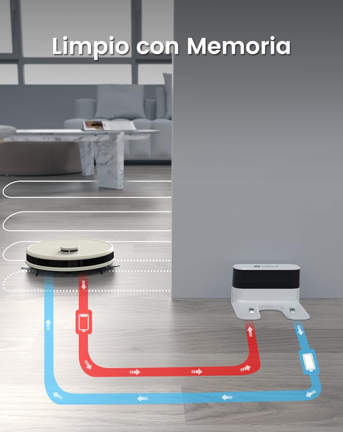 Lefant Robot Aspirateur Laveur Robot 2 en 1 4000Pa,Navigation LiDAR,Cartographie Multi-étage,Zones Virtuelles, Connecté Alexa/APP/WiFi,Idéal pour Poils d'animaux Tapis Sols Durs,M1 Champagne