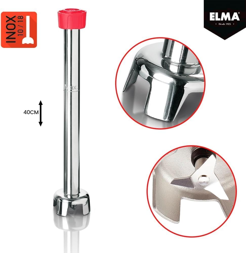 ELMA Mixeur professionnel avec pied mixeur en acier inoxydable de 25, 30 Y 40 cm et vitesse réglable 40cm 450W