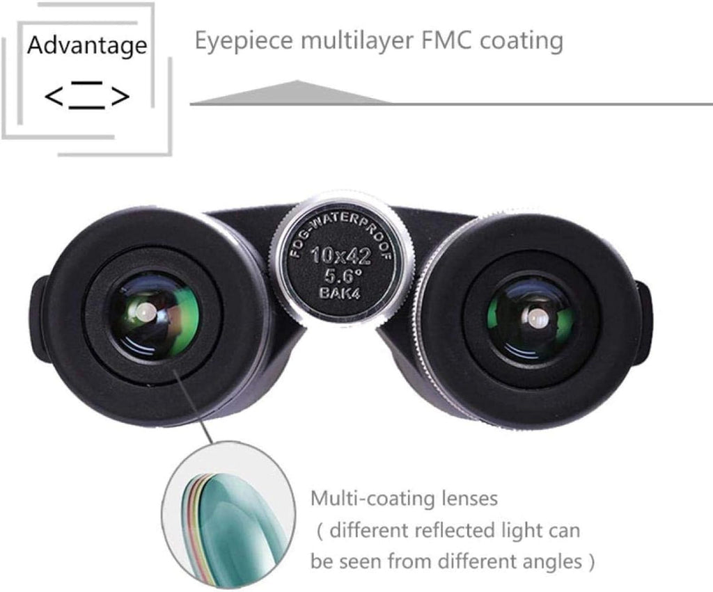 Jumelles Haute Puissance, Jumelles étanches 10X42 Ipx7 Bak4 Prisme Optique télescope Haute Puissance pour Le Camping extérieur 10X42 pour intérieur/extérieur