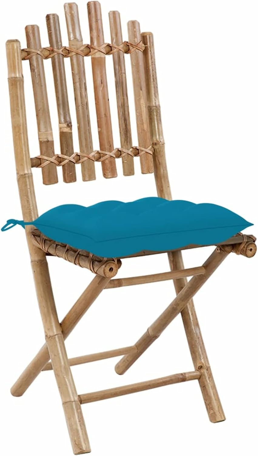Sufrk Chaises Pliables de Jardin 2 pcs avec Coussins Bambou,Chaises De Jardin,Chaises De Jardin Extérieur,Chaises De Table De Jardin