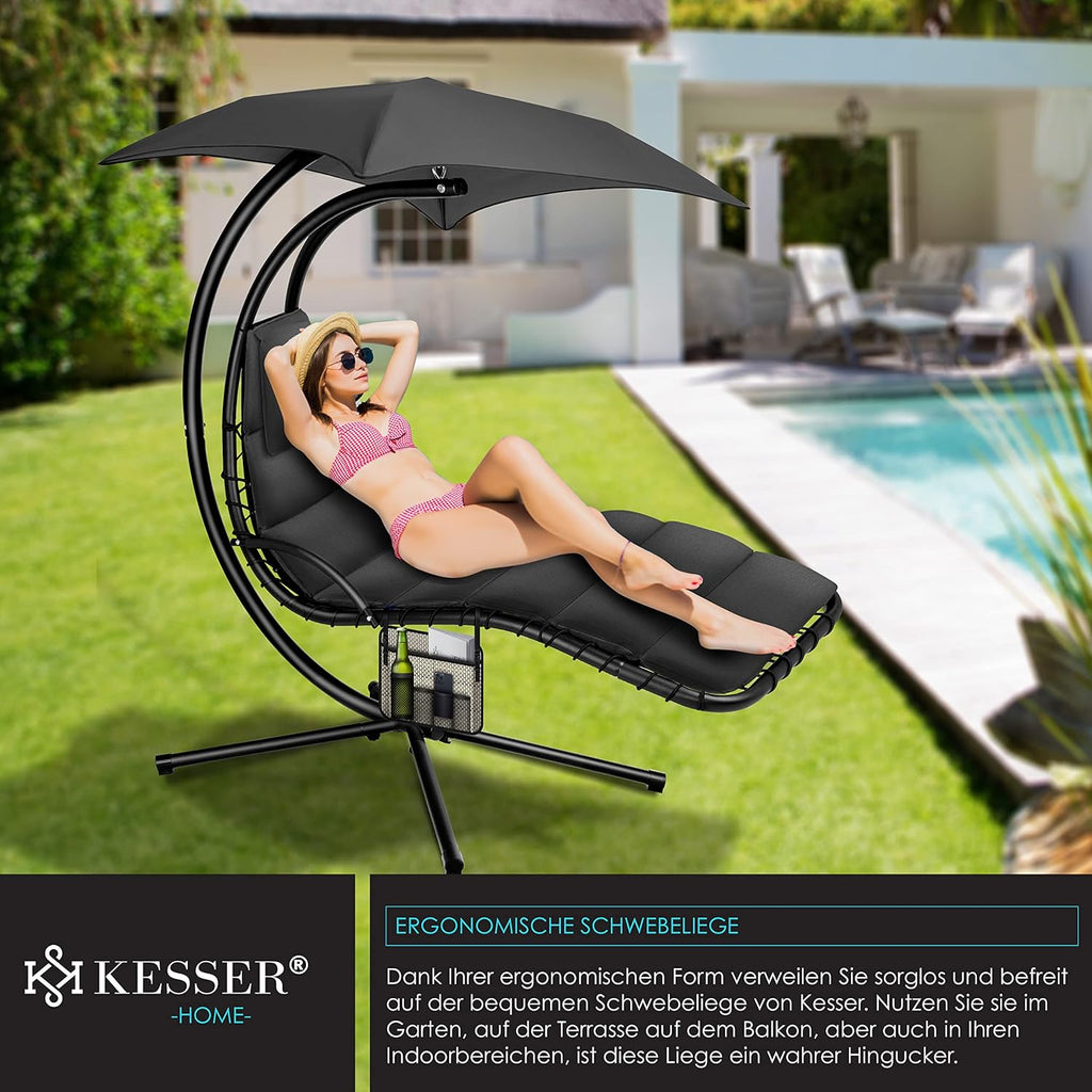 KESSER Chaise Longue Flottante avec Parasol | Suspendue | de Relaxation | à Bascule | Hamac | Poids Maximal de 120 kg