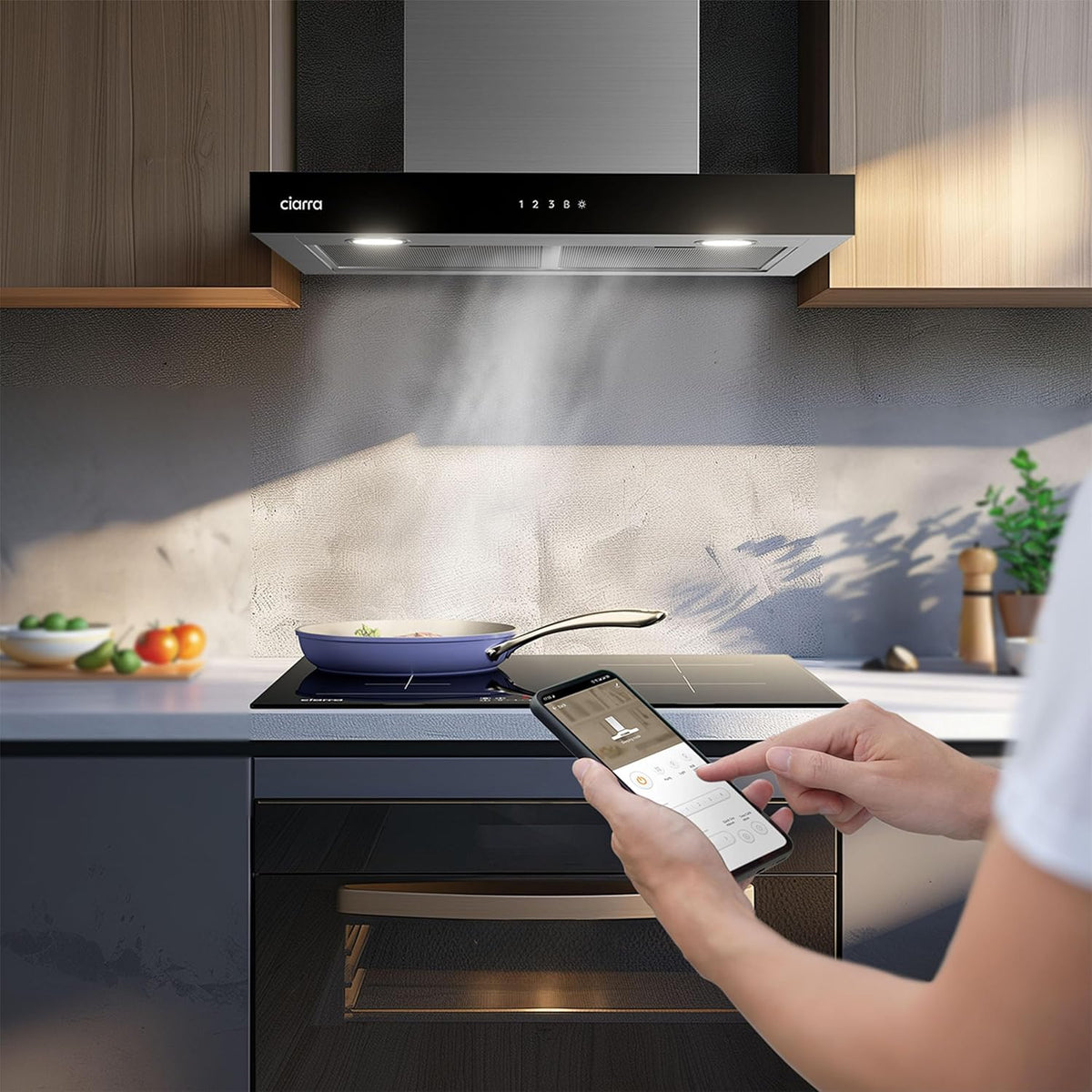 Ciarra Hotte Aspirante 60cm A+++ 650 m3/h, 4 Vitesses et Boost, Silencieuse, Commande Tactile et WiFi, Éclairage LED Réglable - Inox - CBCS6102
