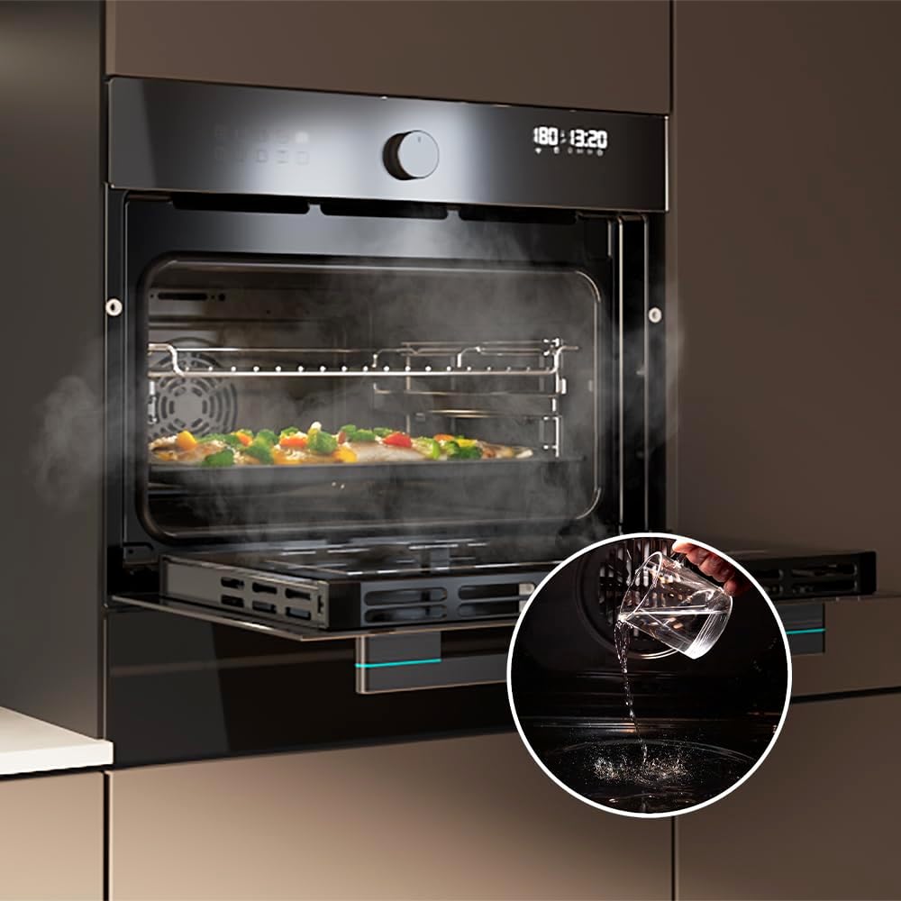 Cecotec Four Encastrable Bolero Hexa AF314500 Glass Black A de 53 L. Fonction Friteuse, 2900W, 11 Fonctions, Airfryer Master, Pizza Master, Faible Consommation, Nettoyage Facile