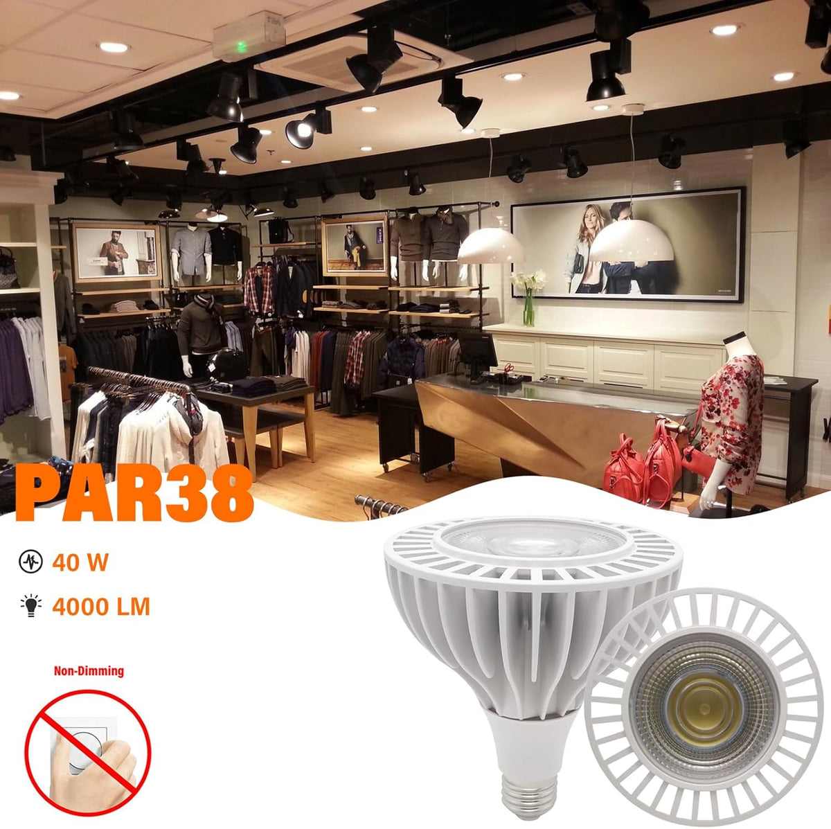PAZWAHF Lot de 8 Ampoules LED PAR38 COB 40 W Ultra Lumineuses 4000 lumens Spectre Complet CRI 90+ 85 V-265 V AC Tension Universelle, Base Moyenne, Non Variable
