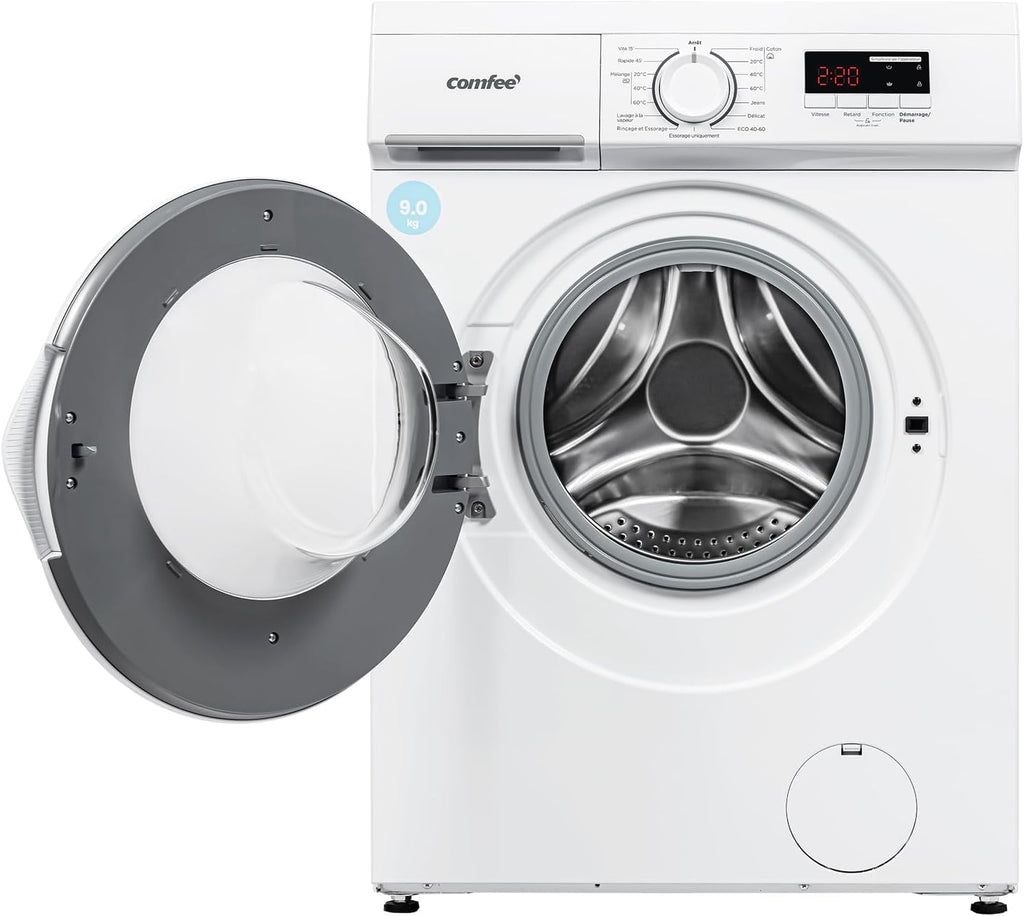 CFE12EW80-W-FR Lave-linge frontal 8KG, Classe énergétique A, Moteur BLDC 1400 tr-min, 15 Programmes, Prélavage, Blanc [Classe énergétique A]