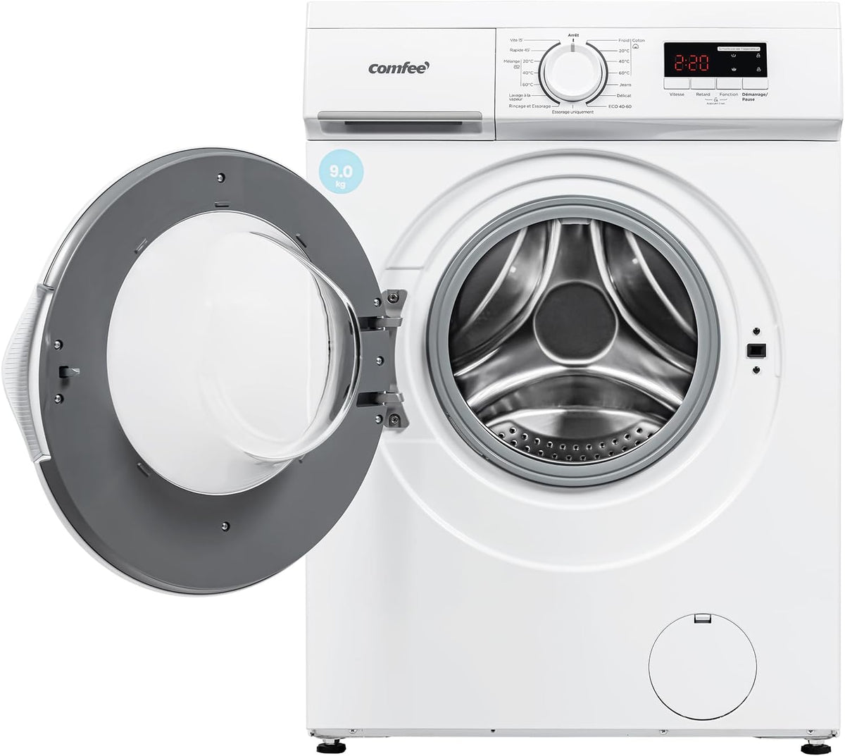 CFE12EW80-W-FR Lave-linge frontal 8KG, Classe énergétique A, Moteur BLDC 1400 tr-min, 15 Programmes, Prélavage, Blanc [Classe énergétique A]