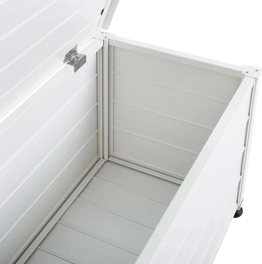 Beliani Coffre d'Extérieur de Rangement en Aluminium 113 x 50 cm Meuble de Jardin Blanc Campalto