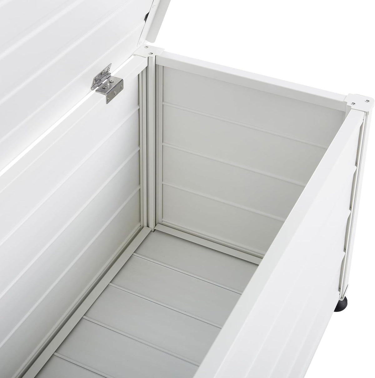 Beliani Coffre d'Extérieur de Rangement en Aluminium 113 x 50 cm Meuble de Jardin Blanc Campalto