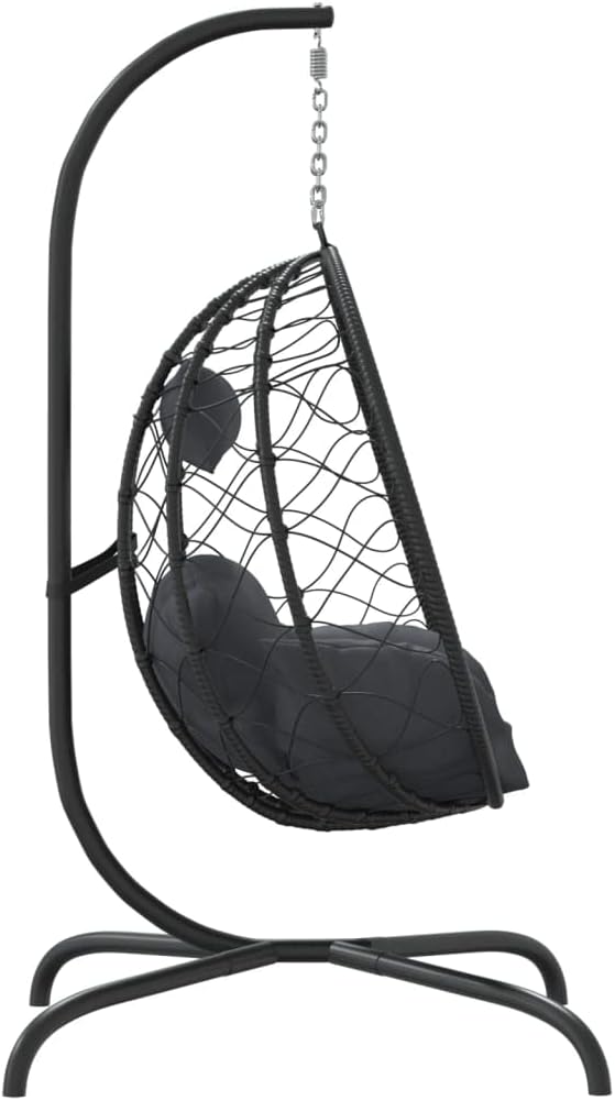 vidaXL Fauteuil Suspendu avec Coussin en polyrotin et Acier Anthracite