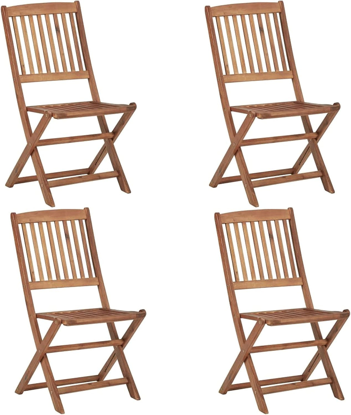 ZEYUAN Chaises Pliables de Jardin 4 pcs avec Coussins Bois d'acacia,Table De Jardin,Chaise De Jardin Aluminium,Chaise Jardin Plastique