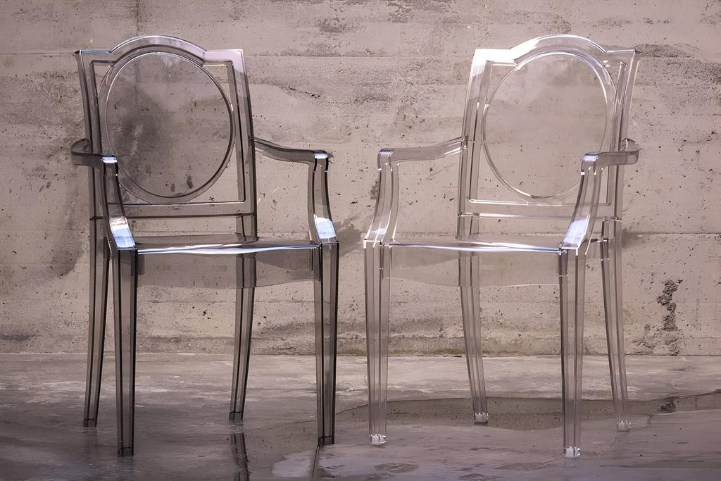 La16 Chaise FANTÔME Transparente avec ACCOUDOIRS en Polycarbonate - Lot de 4 fauteuils - Neutre