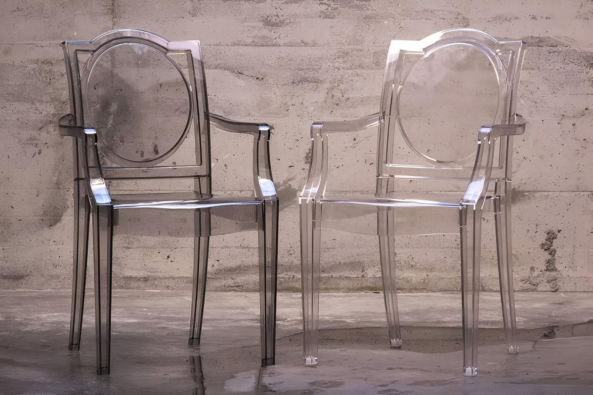 La16 Chaise FANTÔME Transparente avec ACCOUDOIRS en Polycarbonate - Lot de 4 fauteuils - Neutre