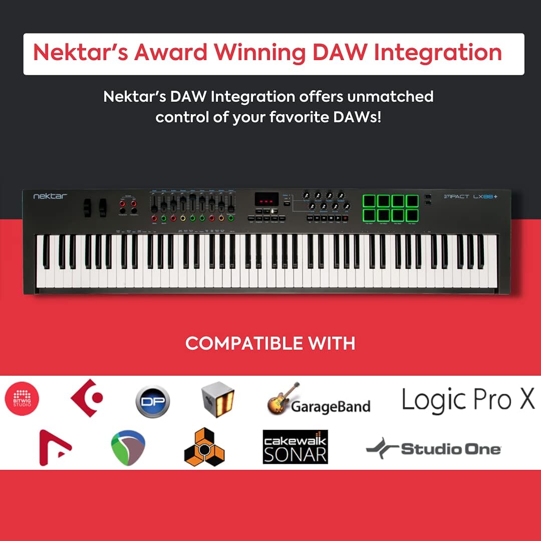 Nektar Impact LX88+ Contrôleur de clavier MIDI USB avec intégration DAW
