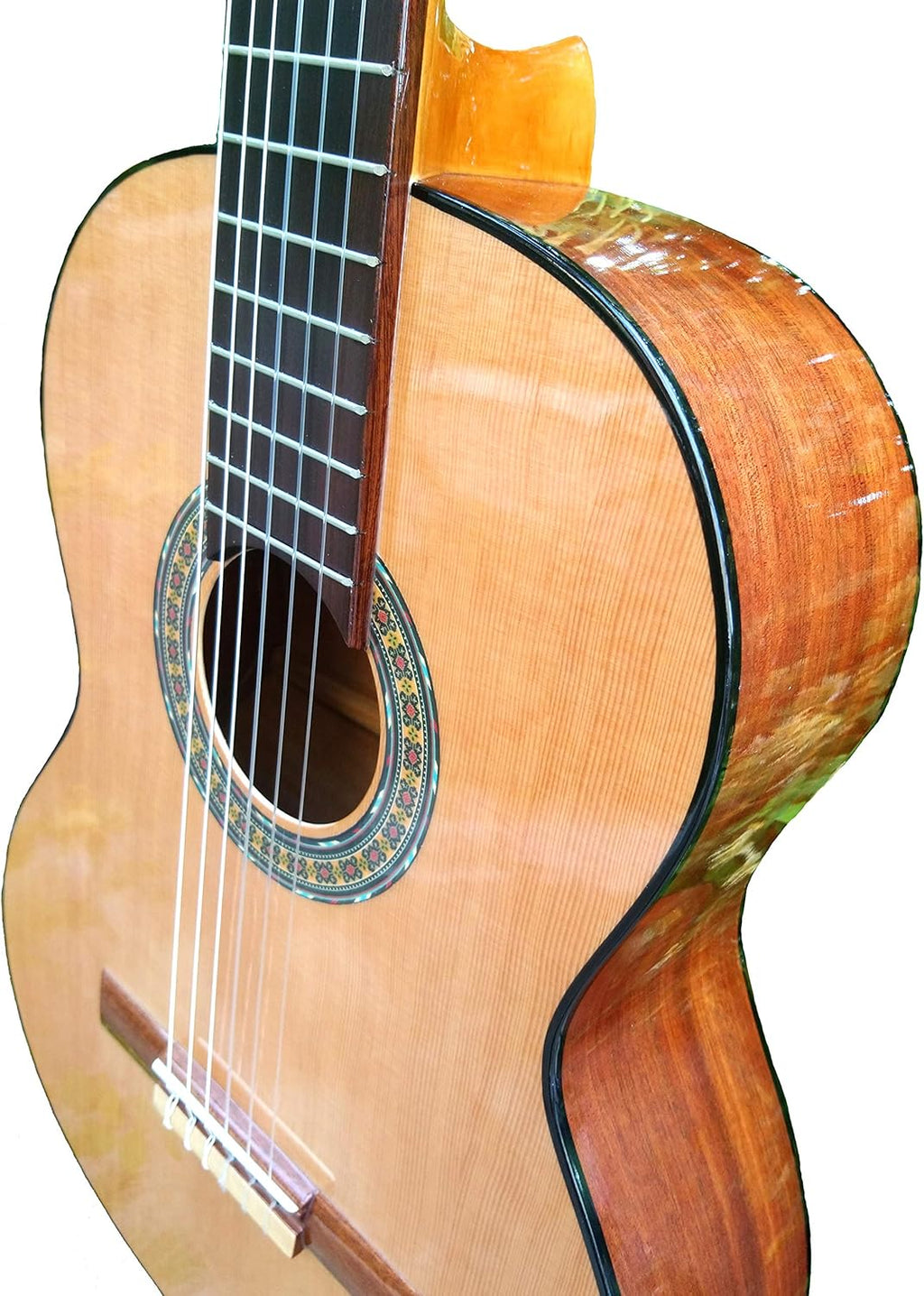 Marce Ana - Guitare Clasica espagnole d'étude Caisse Harmonica de bois de Etimoe, deux profils en noir, touche de cèdre naturel. Taille adulte