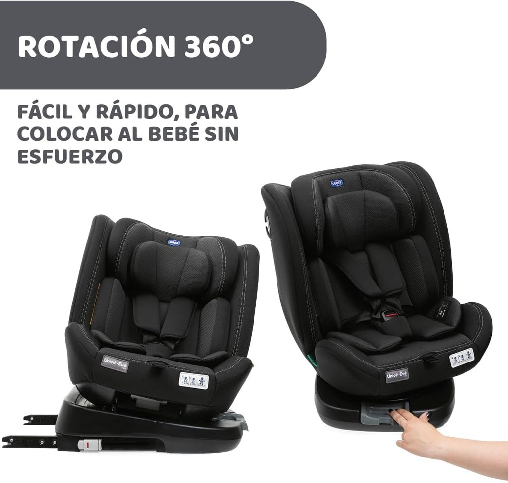 Chicco UnicoEvoI-Size, Siège Auto 0-36 Kg, homologué ECE R129/03, Isofix 360° pivotant et inclinable, Groupe 0+/1/2/3 De 0 à 12 ans, Black